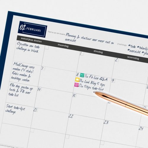 Effectieve contentplanning met wekelijkse takenlijst en dagelijkse todo’s in de maandplanner Effectieve contentplanning met wekelijkse takenlijst en dagelijkse todo’s in de maandplanner